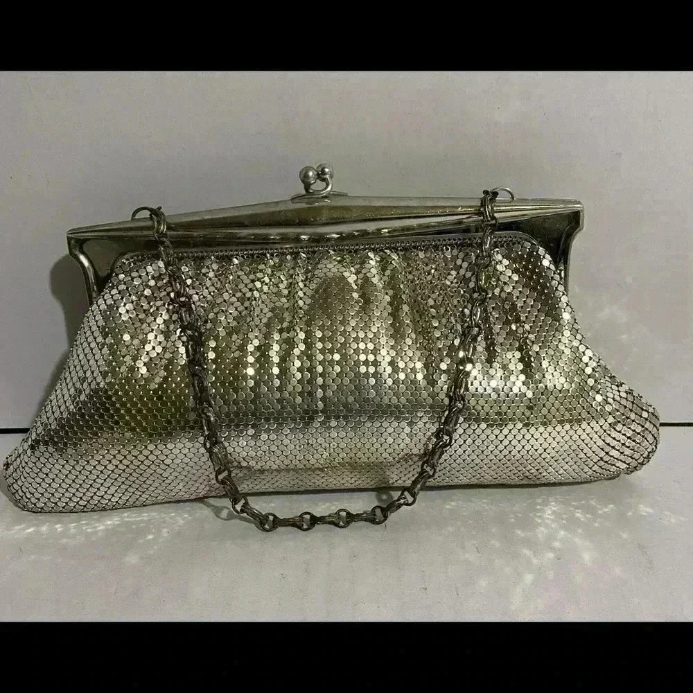 Whiting & Davis silver sequins evening bag
